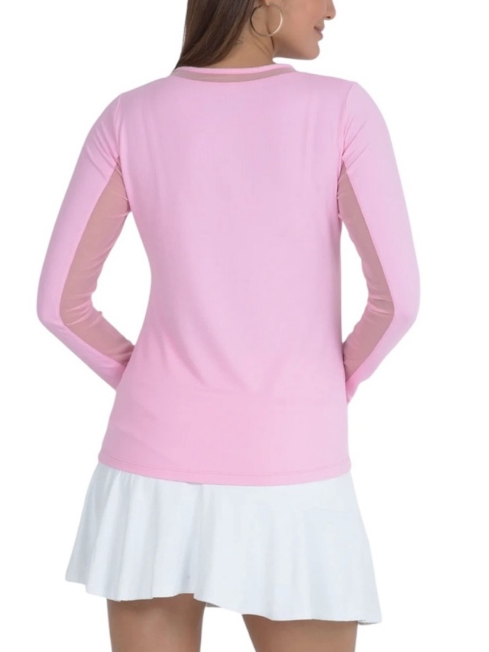 IBKUL Long Sleeve Crewneck Top with Mesh Insert Candy Pink medium - Picture 2 of 10
